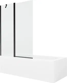 Vany MEXEN/S Vega obdélníková vana 180 x 80 cm s panelem + vanová zástěna 120 cm, transparent, černá 550118080X9412117000