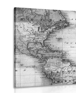 Černobílé obrazy Obraz černobílá mapa světa s lupou