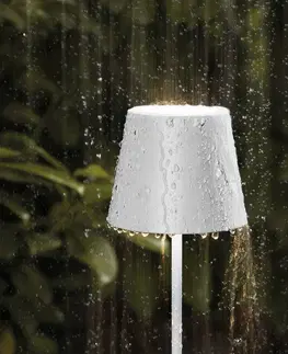 Venkovní osvětlení terasy Sigor LED stolní lampa Nuindie aku, kulatá, 38cm, bílá