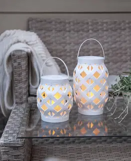 Venkovní dekorativní svítidla STAR TRADING LED lucerna Flame Lantern, bílá, výška 16 cm