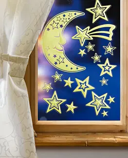 Svíčky a světelné dekorace 18dílná sada Světélkující hvězdy a měsíc