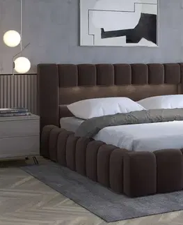 Postele Čalouněná postel LAMICA 140 cm dřevěný rošt Monolith 29