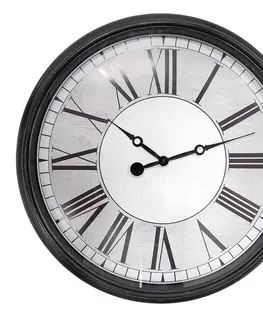 Hodiny Černé antik nástěnné hodiny - Ø 58*8 cm / 1*AA Clayre & Eef 6KL0817