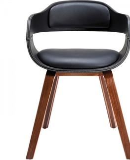 Jídelní židle KARE Design Černá polstrovaná židle s područkami Costa Walnut