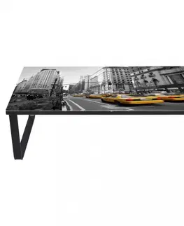 Skleněné Konferenční stolek s potiskem sklo / kov Dekorhome Piano