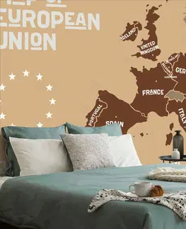 Tapety mapy Tapeta hnědá mapa s názvy zemí EU