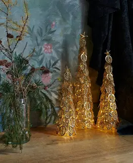 Vánoční vnitřní dekorace Sirius LED dekorativní stromek Kirstine, zlatý, výška 43 cm