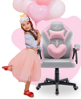 Herní křesla Dětská hrací židle HC - 1001 růžová a šedá