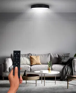 LED stropní svítidla Solight LED osvětlení s dálkový ovladačem, 36W, 2300lm, 30cm, změna chromatičnosti, stmívatelné, černá WO798-1-B