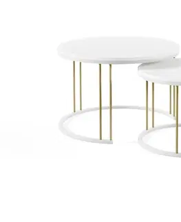 Konferenční stolky ArtSft Sada konferenčních stolků ROBI | zlatá podstava / marmur bianco