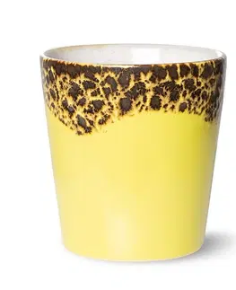 Hrnky a šálky Žluto-hnědý retro hrnek na kávu Coffee 70s Solar - Ø7,5*8cm / 180ml  HKLIVING ACE7128