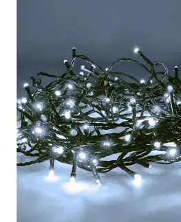 Vánoční osvětlení  LED venkovní vánoční řetěz, 200 LED, 20m, přívod 5m, 8 funkcí, časovač, IP44, studená bílá  1V102-W-1