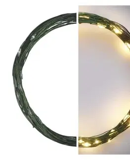 Vánoční řetězy a lamety EMOS Vánoční LED řetěz Nanos zelený s časovačem 4 m teplá bílá