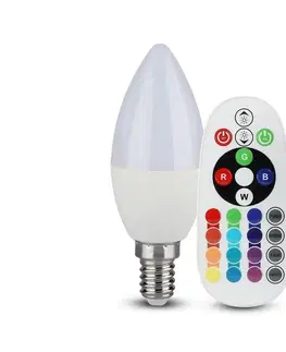 LED osvětlení  LED RGB Stmívatelná žárovka E14/4,8W/230V 4000K + dálkové ovládání 