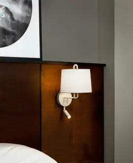 Nástěnná svítidla s látkovým stínítkem FARO MONTREAL nástěnná lampa, bílá, se čtecí lampičkou