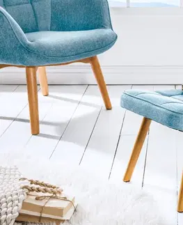 Designové taburety LuxD Designová podnožka Sweden, modrá - Skladem