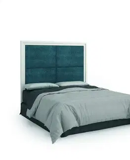 Luxusní a stylové postele Estila Luxusní moderní postel Rodas z masivního dřeva s čalouněným čelem 162cm