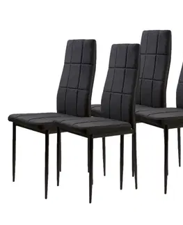 Židle Sada 4 židlí v černé barvě s moderním designem