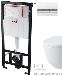 WC sedátka ALCADRAIN Sádromodul předstěnový instalační systém s bílým/ chrom tlačítkem M1720-1 + WC LAUFEN PRO LCC RIMLESS + SEDÁTKO AM101/1120 M1720-1 LP2