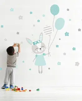 Dětské samolepky Nálepka na zeď pro holčičku zajíček 92 x 55 cm
