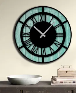 Nástěnné hodiny Nástěnné hodiny MDF LIŠTY a 3 KRUHY modré 50 x 50 cm