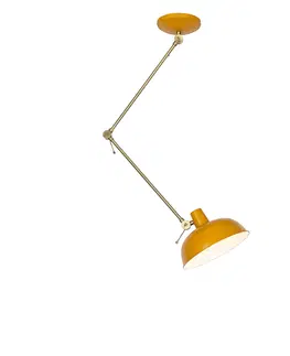 Stropni svitidla Retro stropní svítidlo žluté s bronzem - Milou