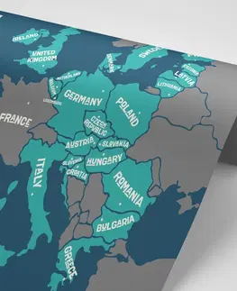 Tapety mapy Tapeta naučná mapa s názvy zemí EU