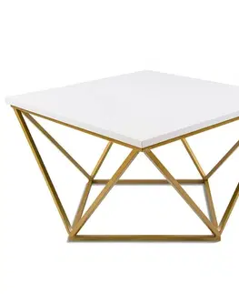 Konferenční stolky DekorStyle Konferenční stolek Loftstyle II 60 cm zlato-bílý