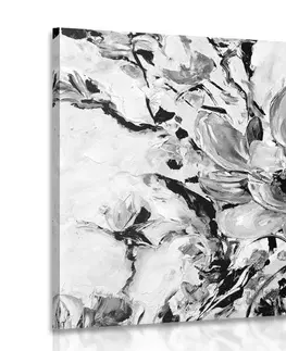 Černobílé obrazy Obraz malované květiny léta v černobílém provedení