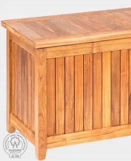 Příslušenství z teaku DEOKORK Zahradní teakový box LEONARDO 120 cm