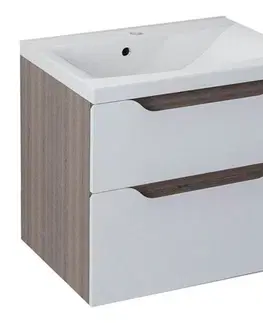 Koupelnový nábytek SAPHO WAVE umyvadlová skříňka 60x65x47,8cm, bílá/mali wenge WA060-3021