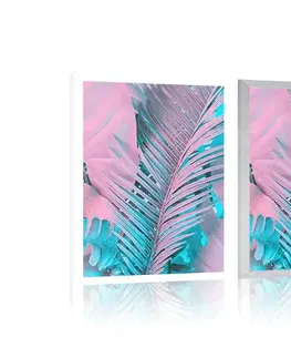 Příroda Plakát palmové listy v neobyčejných neonových barvách