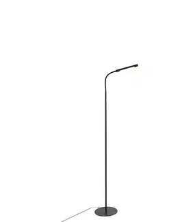 Stojaci lampy Designová stojací lampa černá včetně LED s dotykovým stmívačem - Palka