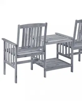 Zahradní židle Zahradní židle se stolkem akácie / látka Dekorhome Krémová