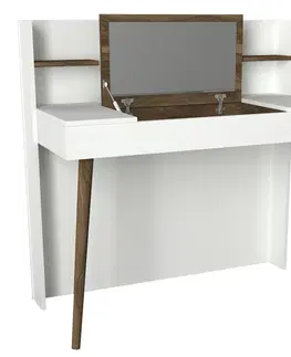 Toaletní stolky Kalune Design Toaletní stolek RETRO 116 cm bílý/hnědý