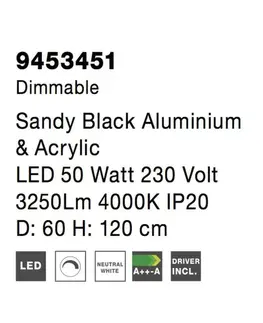 LED lustry a závěsná svítidla NOVA LUCE závěsné svítidlo RANDO THIN černý hliník a akryl LED 50W 230V 4000K IP20 stmívatelné 9453451