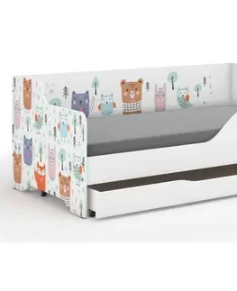 Dětské postele Dětská postel se sovičkou a dalšími zvířátky 160x80 cm