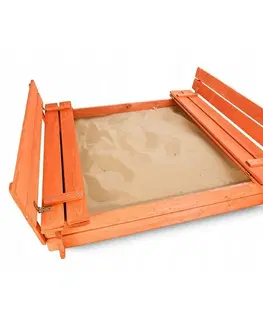 Pískoviště New Baby Dřevěné pískoviště s poklopem a lavičkami, 120 x 120 cm