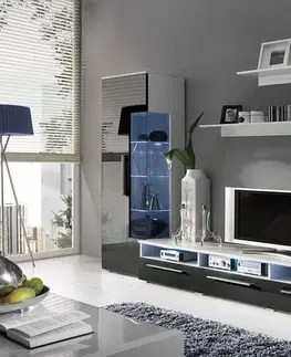 TV stolky Expedo TV stolek LUGANO, bílá/černá lesk - 150/35/45cm