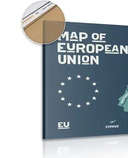 Obrazy na korku Obraz na korku naučná mapa s názvy zemí evropské unie