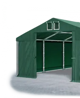 Zahrada Skladový stan 5x10x2,5m střecha PVC 560g/m2 boky PVC 500g/m2 konstrukce ZIMA PLUS Zelená Zelená Šedá