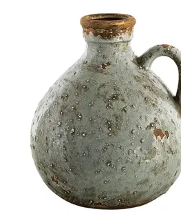 Dekorativní vázy Šedá keramická dekorativní váza s ouškem - 18*17*20 cm Clayre & Eef 6CE1425