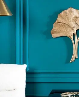 Různé luxusní dekorace a doplňky Estila Designová zlatá nástěnná dekorace Ginko v art deco styce z kovu 38cm