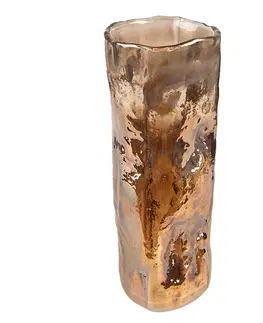 Dekorativní vázy Hnědo-bronzová ručně foukaná skleněná úzká váza - Ø 8*20 cm Clayre & Eef 6GL4094