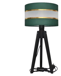 Lampy  Stolní lampa HELEN 1xE27/60W/230V zelená/zlatá/borovice 