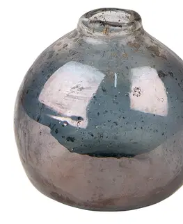 Dekorativní vázy Skleněná šedá kulatá foukaná váza Sandy - Ø10*10 cm Clayre & Eef 6GL4286
