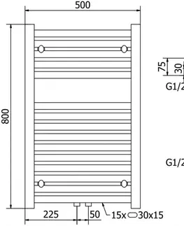 Radiátory MEXEN Hades otopný žebřík/radiátor 800 x 500 mm, 301 W, chrom W104-0800-500-00-01