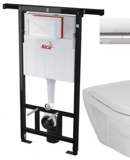 WC sedátka ALCADRAIN Jádromodul předstěnový instalační systém s chromovým tlačítkem M1721 + WC JIKA LYRA PLUS + SEDÁTKO DURAPLAST AM102/1120 M1721 LY6