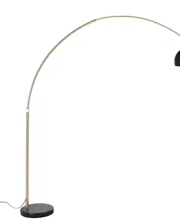 Obloukove lampy Moderní oblouková lampa mosaz s mramorovou základnou a černým odstínem 32,5 cm - XXL