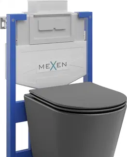 WC sedátka MEXEN/S WC předstěnová instalační sada Fenix XS-U s mísou WC Rico + sedátko softclose, tmavě šedá mat 68530724071